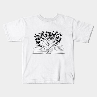 Wildflower Book Funny Reading Book Lover Butterfly Lover Kids T-Shirt